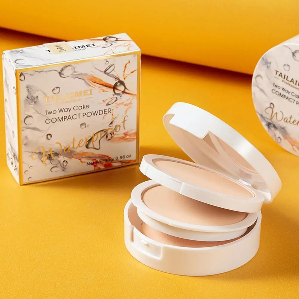 

Double-layer Face Powder Long-lasting Oil-control Makeup Powder Concealer Waterproof The Pressed Tone Brighten Skin Z6G3