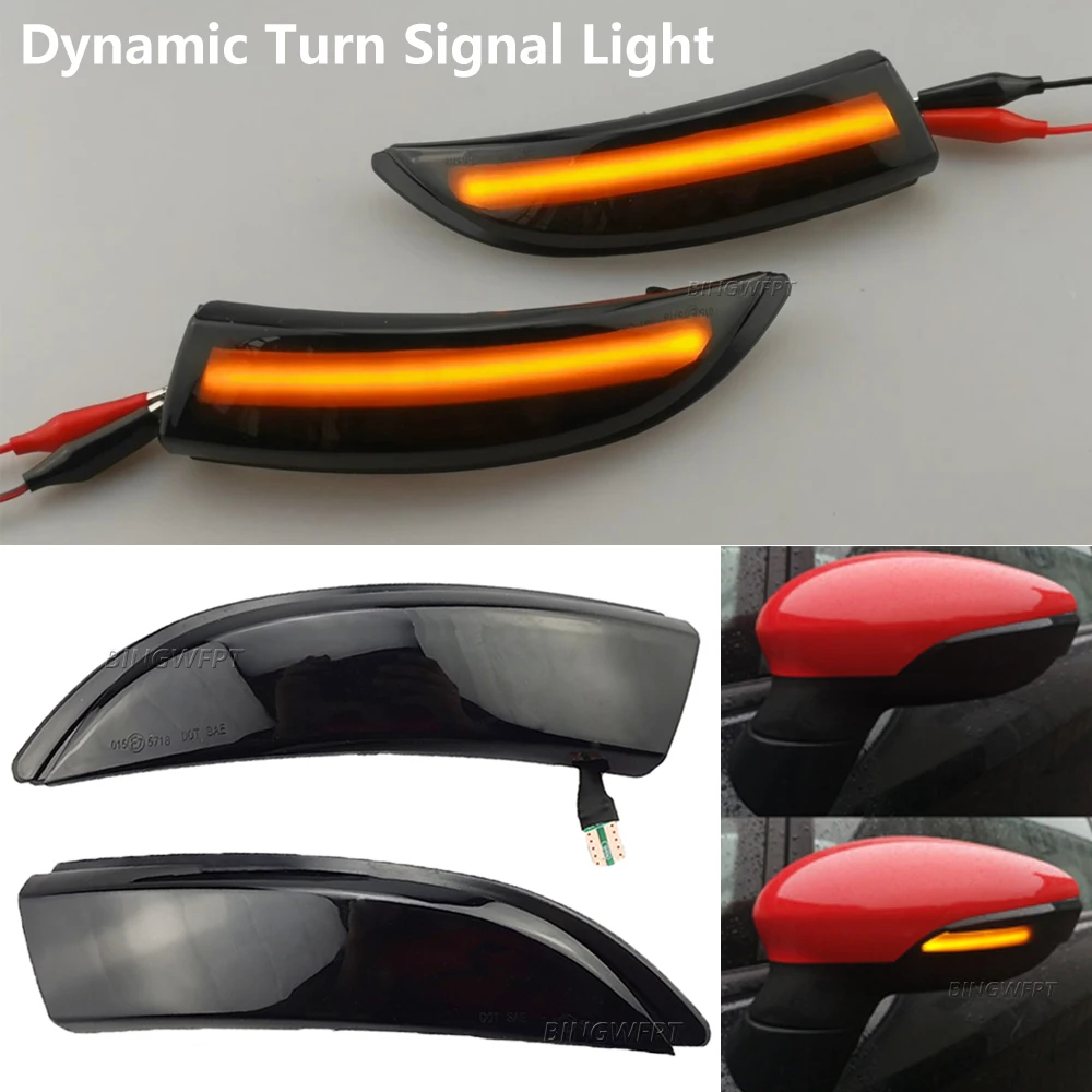 

LED Dynamic Turn Signal Light Side Mirror Sequential Indicator Blinker Lamp For Ford Fiesta MK6 VI /UK MK7 2008-17 B-Max 2012-17