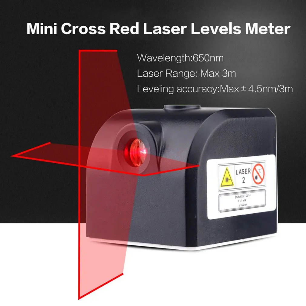 

Borbede Портативный Миниатюрный лазерный нивелир с перекрестным красным лазером, 2 линии, 1 точка, нм, нивелирный инструмент со светодиодным индикатором, магнитная фиксация