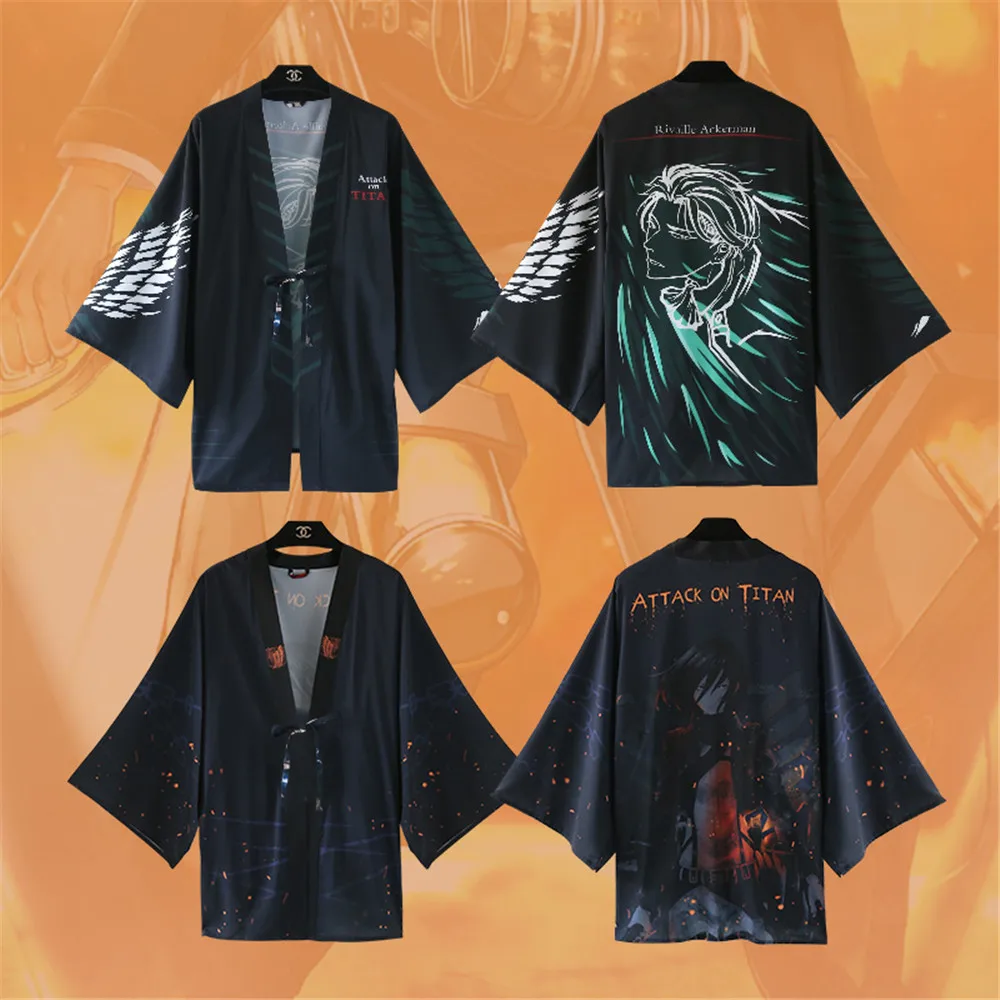 Японское модное кимоно Haori Attack on Titan Levi Mikasa Ackerman плащ костюм для косплея Shingeki no Kyojin