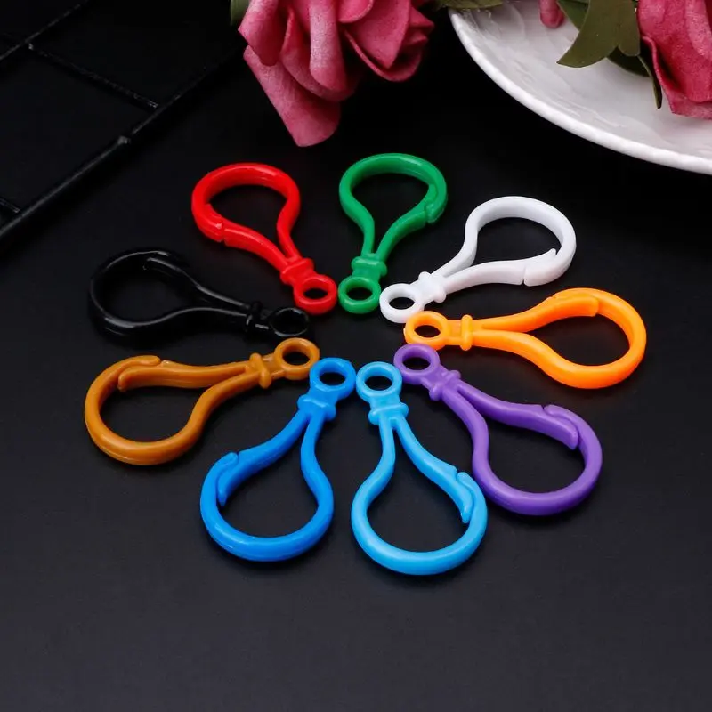

100pcs Plastic Colorful Lamp Shape Buckle Snap Hook Lobster Clasp DIY Needlework Luggage Sewing Handmade Bag Purse Toy Doll Tool
