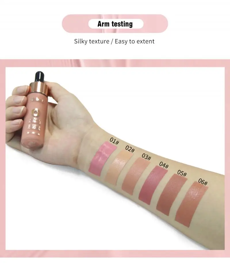 Румяна для лица QIBEST 6 цветов хайлайтер румяна макияжа жидкая щек минералы крем