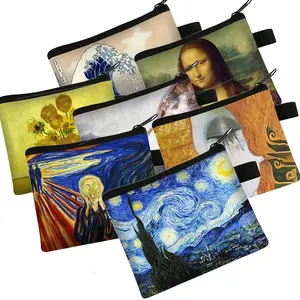 Классический креативный Кошелек для монет, кошелек с рисунком звездной ночиДавидаМоны Лизы, женский маленький квадратный кошелек для карт