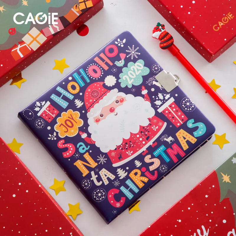 Милый Рождественский блокнот с замком набор ручек подарки 32 K дневник записная