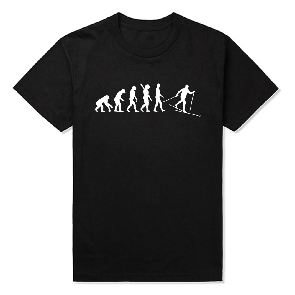 

New Summer Style Ski Evolution Skiing Cotton Short Sleeve Oversized Funny T Shirt Graphic Harajuku Hip Hop T-shirt Streetwear