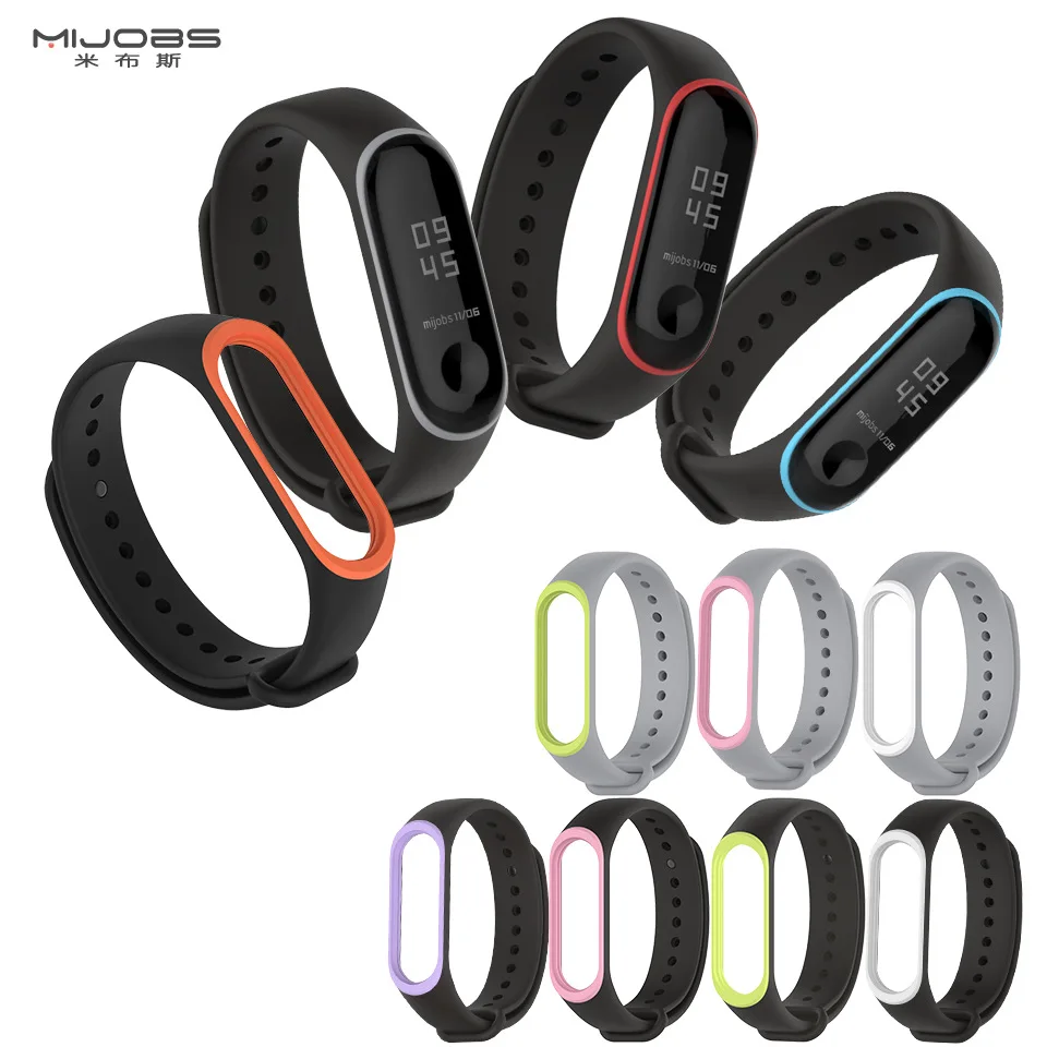 Ремешок силиконовый для смарт-часов Mi Band 3 4 цветной спортивный водонепроницаемый