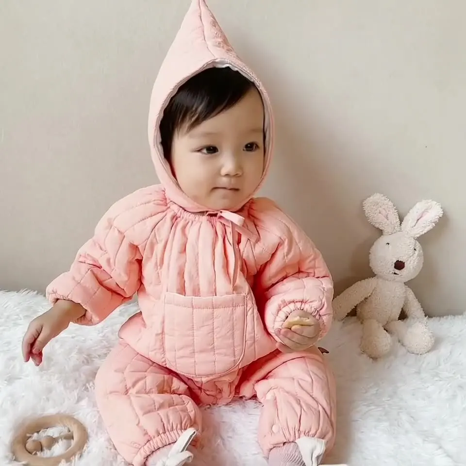 

Зимний комбинезон для маленьких девочек, стеганый хлопковый теплый плотный комбинезон в Корейском стиле с острым носком, детская одежда дл...