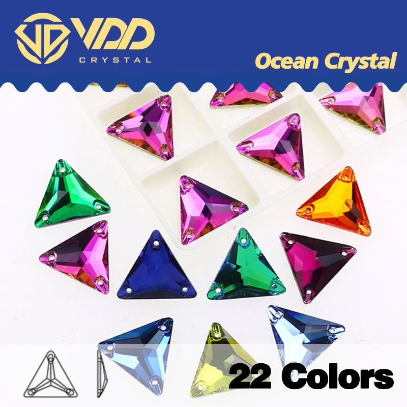 VDD 20Pcs Triangle DIY Sewing Crystal Strass Sew On Stones K9 Glass Beads Flat Back Rhinestone For Clothing Flat Back Rhinestone