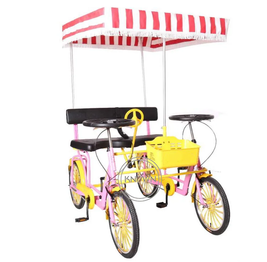 Однорядный Педальный электрический велосипед Двухместный туристический Surrey