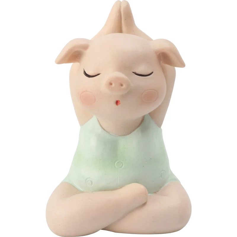 Nordic Ins Cartoon Resin Yoga Pig Sculpture Ornaments Home Living Room Desktop Bedroom Furnishings Crafts Children Birthday Gift | Дом и сад