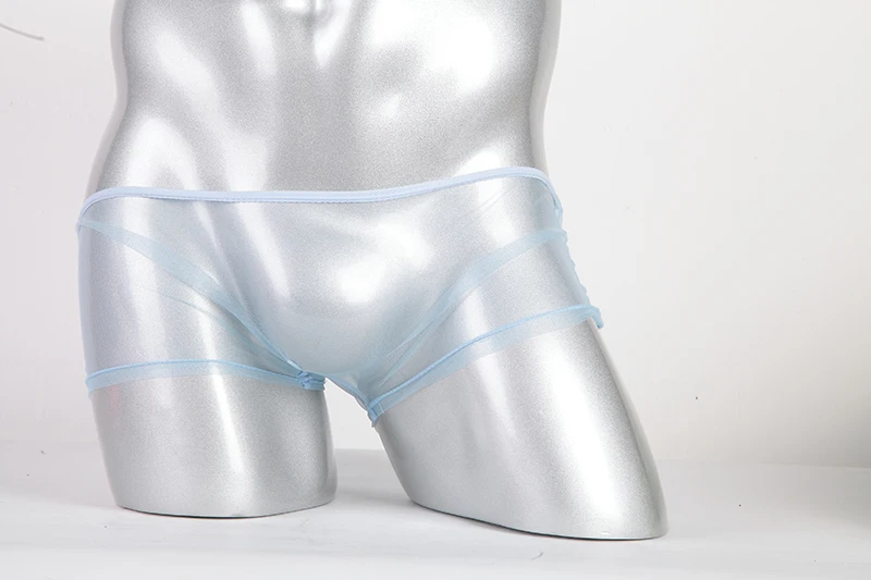 Light Blue Мужские шорты, боксеры, нижнее белье, сексуальные прозрачные Однотонные трусы, мужские трусы с мешочком для пениса, мужские трусы для геев - Цвет: Light Blue