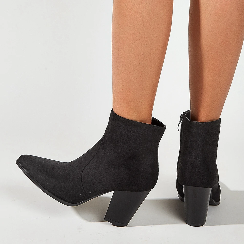 

New Chic Flock high-quality Big Size 42 High Heels Elegant Office Ladies Ankle Booties Shoes Boots Women