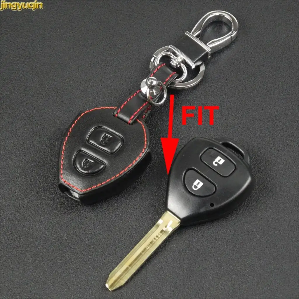 Jingyuqin 2 кнопки кожаный чехол для ключа автомобиля Toyota Corolla Rav4 Yaris Avensis Prado