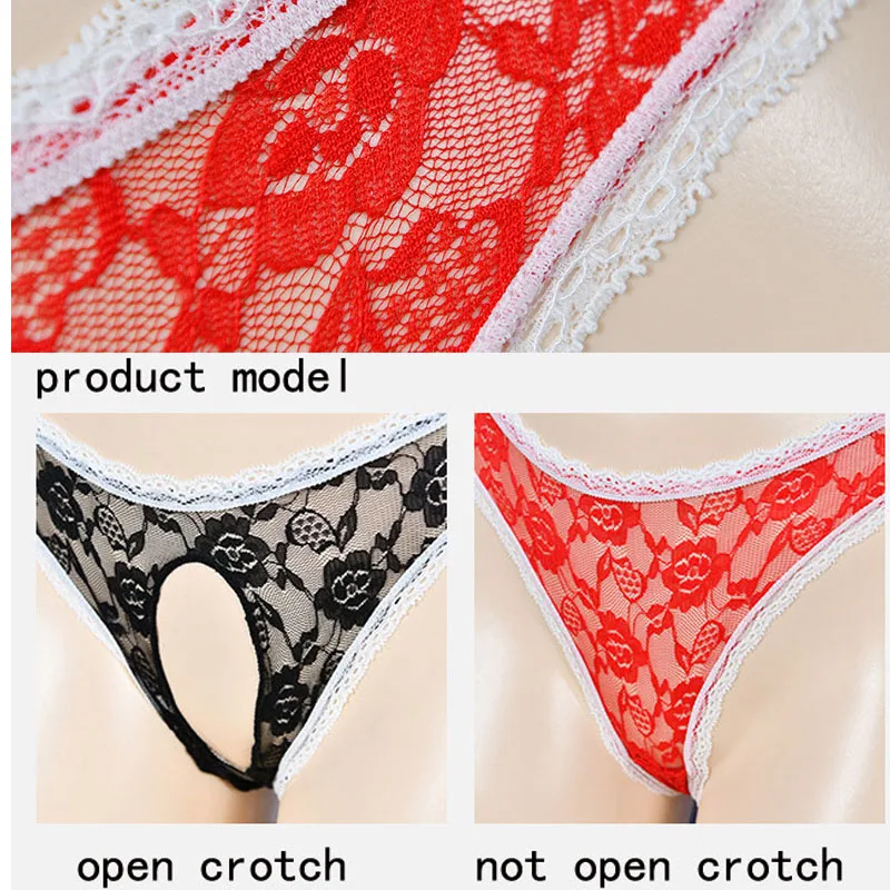 

Sexy Lingerie Women's Crotchless Panties Lace Underwear Appeal Clothing Open Crotch G-String Underpant Briefs Transparent Thong