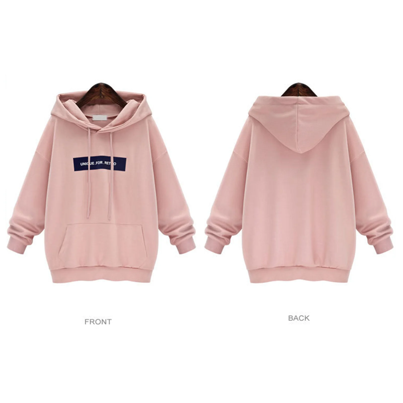 Fashion Autumn Women Hoodie Sweatshirt Hoodies Long-Sleeved Women Pocket Letters Print Plush Sweatshirt Solid Female Sportswear