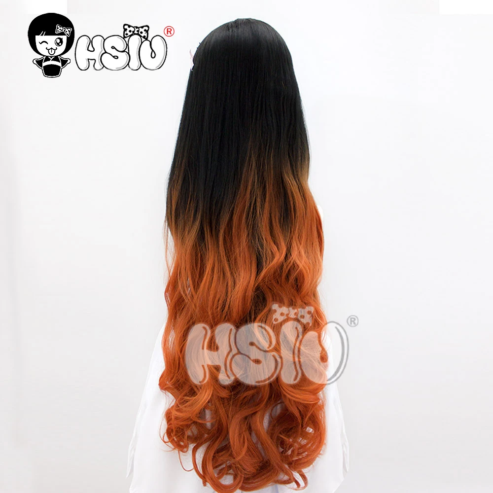 Парик для косплея рассекающий демонов хамадо незуко длинные вьющиеся волосы с