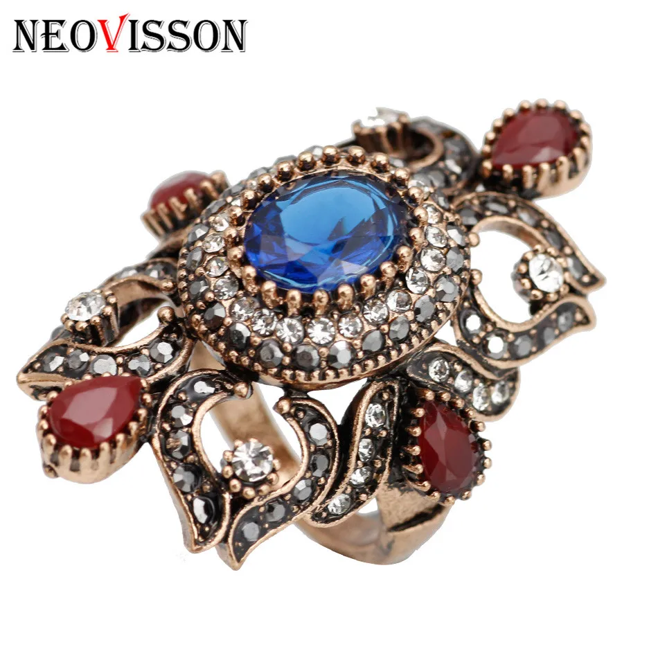 Женское Винтажное кольцо NEOVISSON стразы в турецком этническом стиле с вырезами