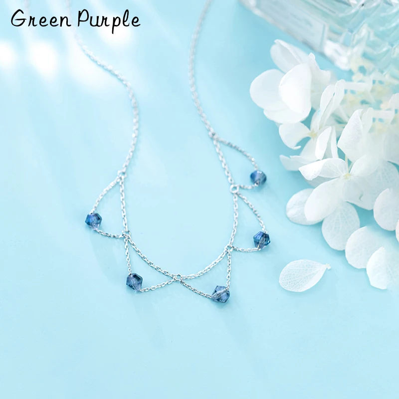 

s925 Sterling Silver Triangle Chain Pendant Crystal Necklaces Gift For Women Gold Chain Light Luxury Accessories Fine Jewellery