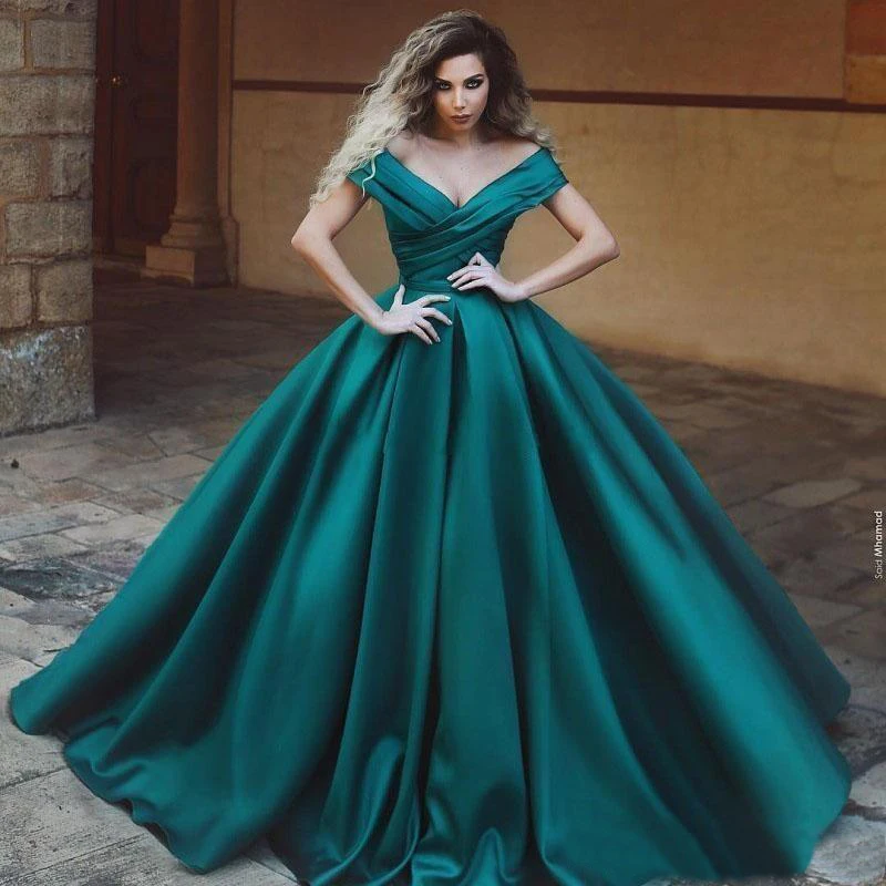 

V-Neck A Line Off-Shoulder Custom New Lace up Floor-Length Formal Dresses NONE Train Prom Party Gown Evening Dress