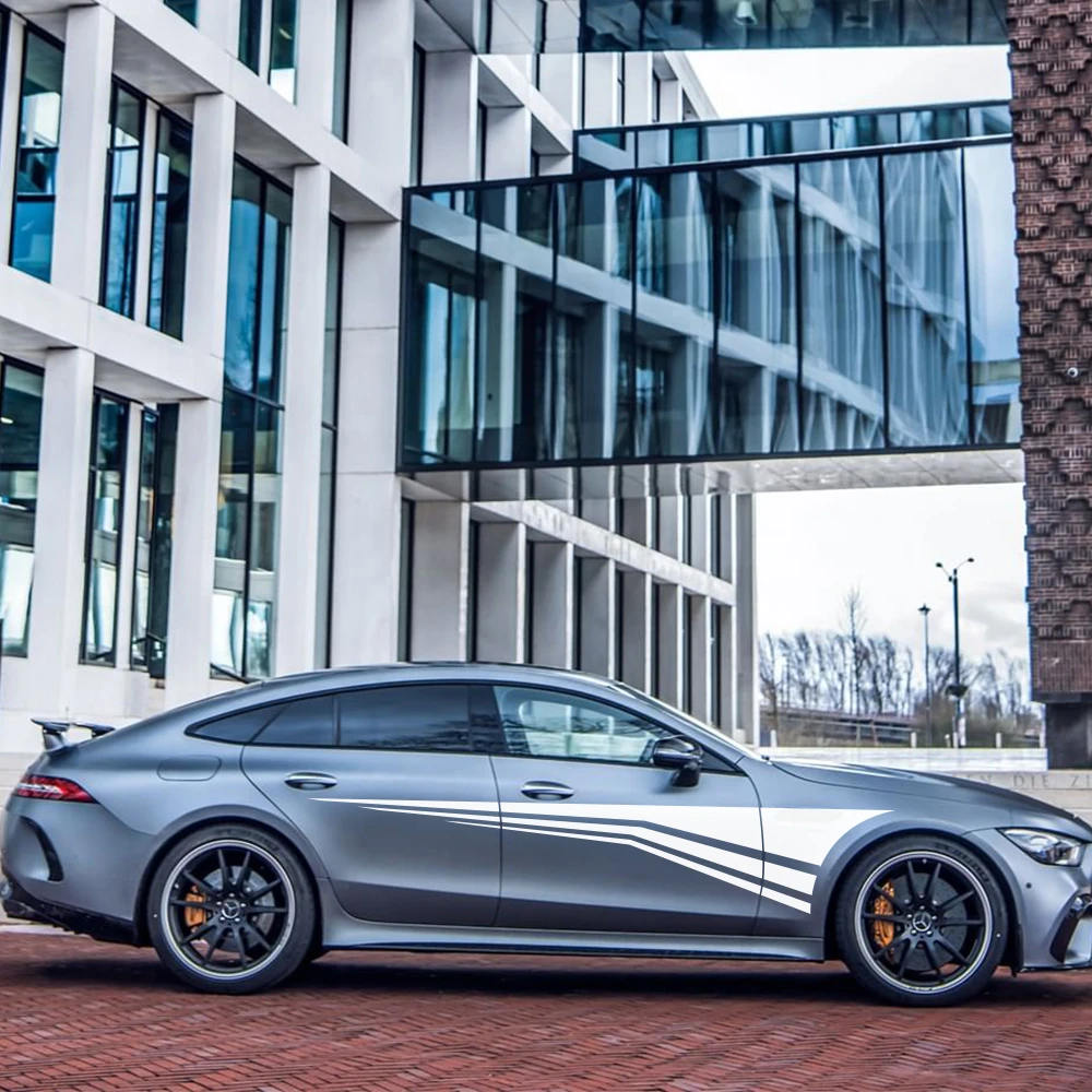 Стильная Автомобильная виниловая наклейка с длинной боковой полосой 2 шт. 220 см x 48