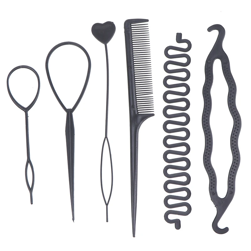

6 шт./компл. инструменты для плетения прически, вытягивающие иглы для волос, диспенсер для волос, диск для плетения, шпильки для волос, причес...
