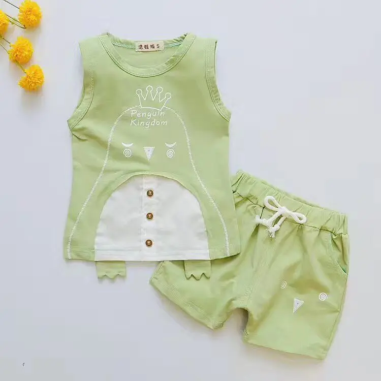 Летние комплекты для девочек и мальчиков футболка с круглым вырезом + шорты топы