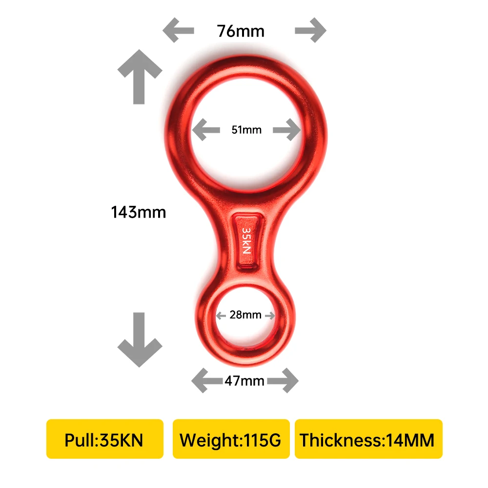 Outdoor Rock Climbing Descender 35KN Figure 8 Word Rope Rappel Ring Downhill Eight Rappelling Gear Belay Device | Спорт и