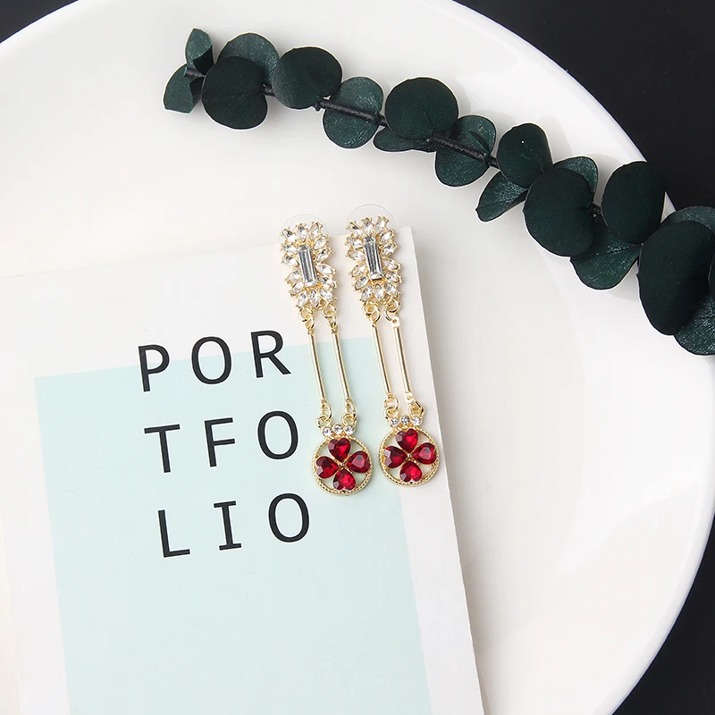 Новые корейские Металлические длинные Подвесные серьги MWsonya с кристаллами и