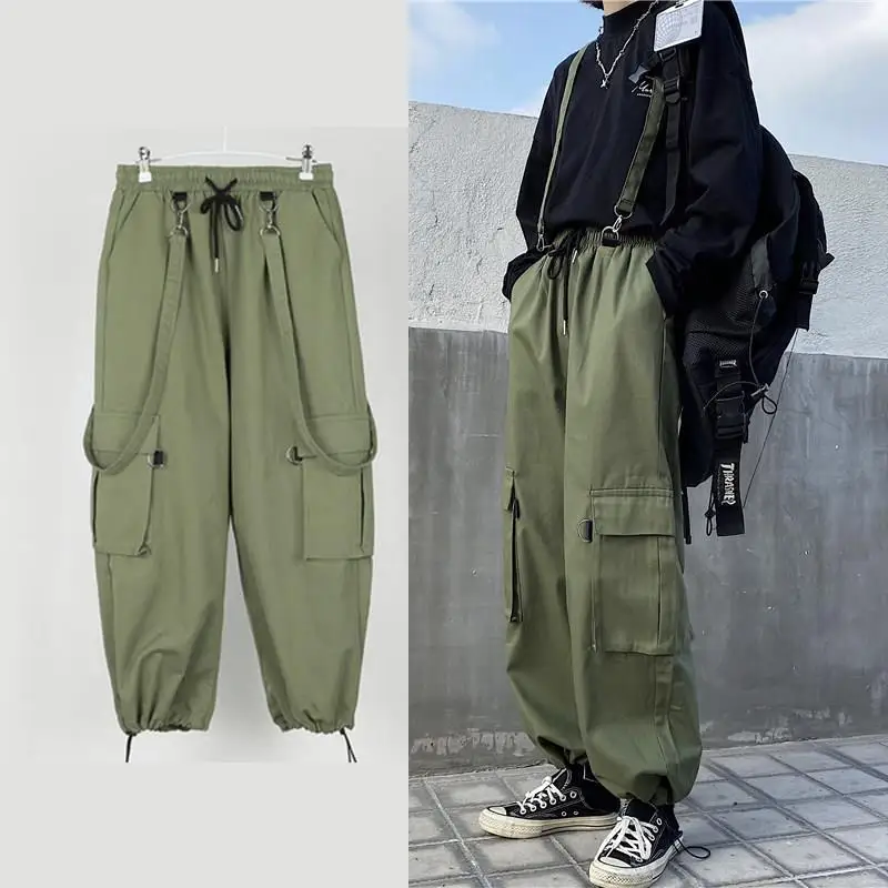 

HOUZHOU Black Cargo Pants Overalls Men Summer Navy Baggy Casual Men's Cargo Trousers Pocket Korean Streetwear Techwear Hip Hop