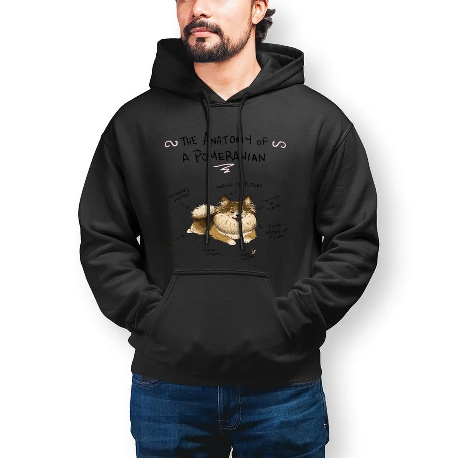 

Pomeranian Hoodie Fashion Long Cotton Hoodies Men Autumn Streetwear Pullover Hoodie Oversize