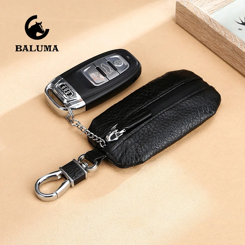 

High End Leather Car Key Case Hoder Cover Pouch Business Men Women Universal for All Car Zipper Mini Coin Bag Designer Fashion