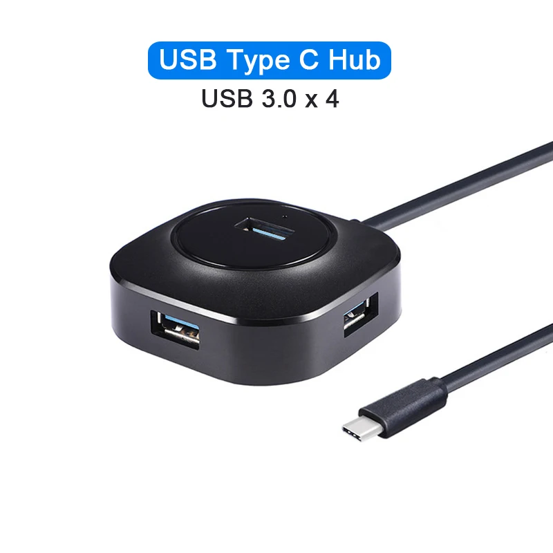Концентратор USB Type C с 4 портами 3 0 Hub Splitter Portable Super Speed Black/White|USB-хабы| |