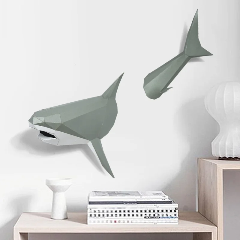 3D с принтом акулы Бумага модель игрушки домашний Декор стены в гостиную DIY
