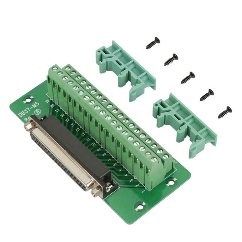 DB37 Breakout Board DIN Rail Mount Module Female Header Terminal Block коннектор|Детали и аксессуары для