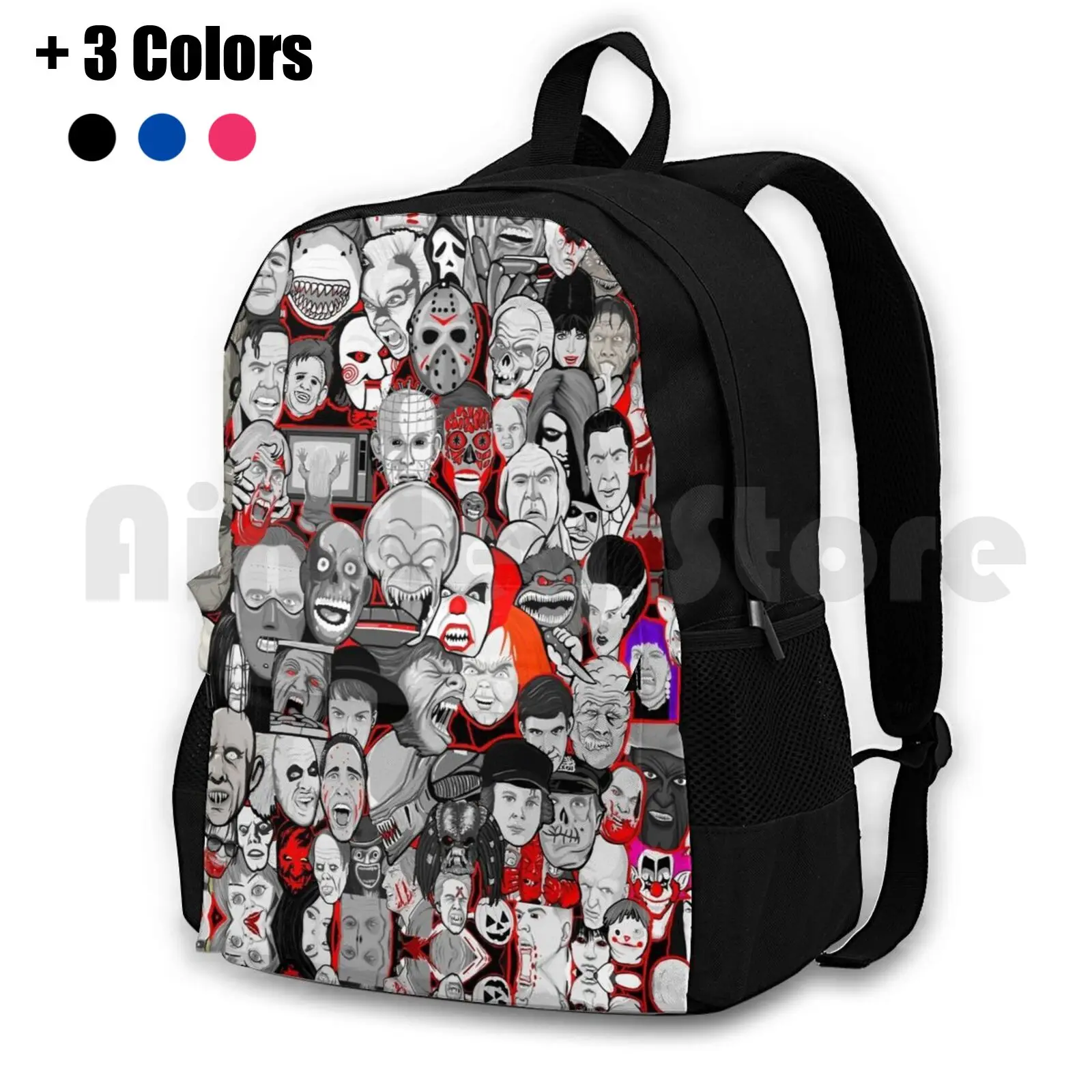 

Titans Of Horror Outdoor Hiking Backpack Waterproof Camping Travel Horror Halloween Movies Film Slasher Scary Icons Zombies