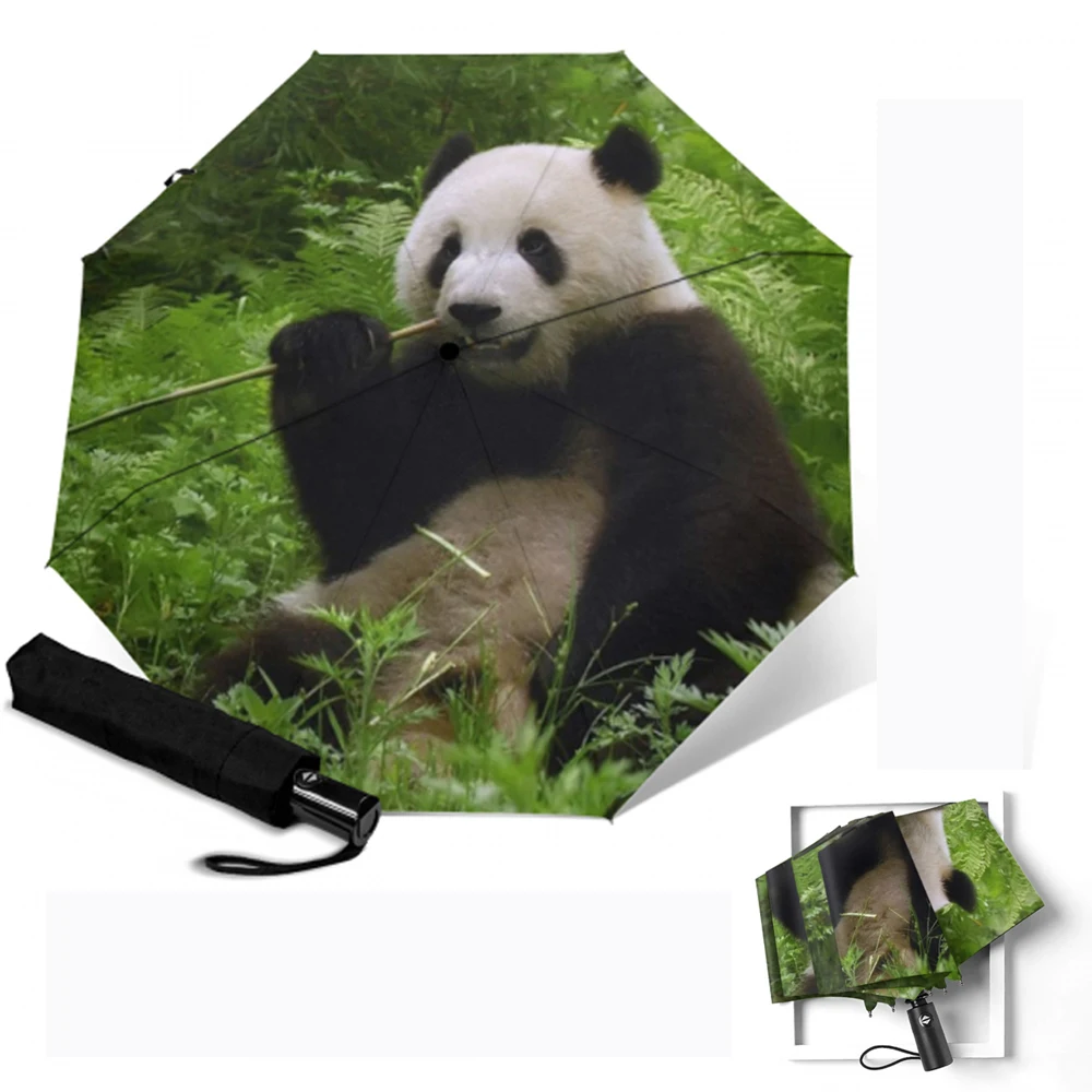 Прочный зонт солнечный и дождливый полностью автоматический с принтом панды УФ