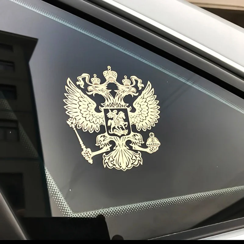 Наклейка на кузов и окна автомобиля Russia Металлическая Эмблема российский Орел