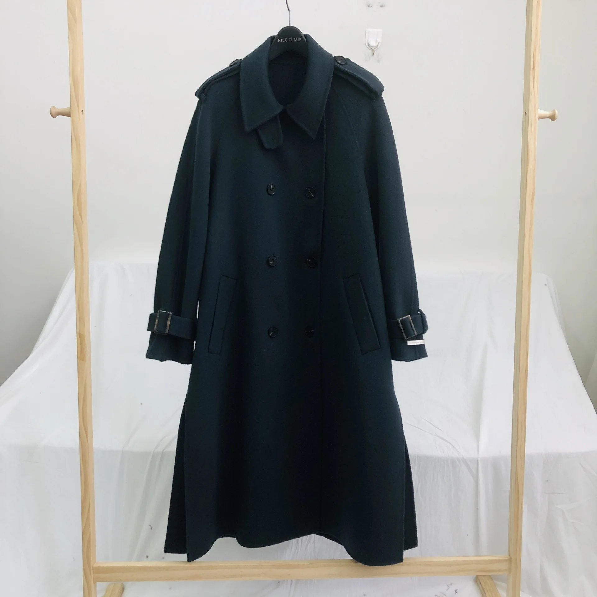 

High 2020 Winter Korean Fashion End Double Sided Lacing Belt Cashmere Long Jacket Loose Plus Size Wool Coat Women Overcoat