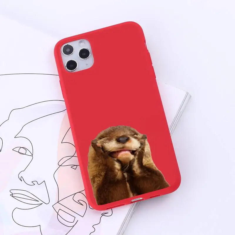 

cute cartoon otter 2 Phone Case Red Candy Color for iPhone 6 7 8 11 12 s mini pro X XS XR MAX Plus