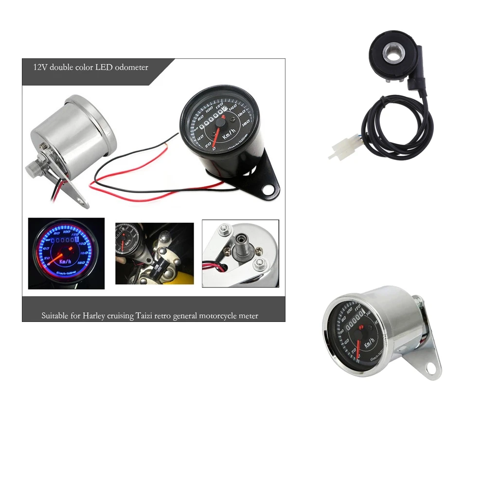 Мотоцикл 12V цифровой светодиодный Подсветка спидометр одометр км/ч миль в час) +