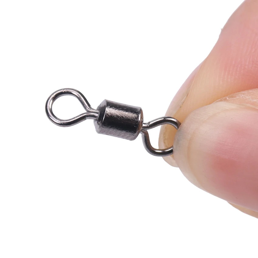 20PCS Fishing Eight-Character Ring Bearing Rolling Swivel Solid Ring Stainless Steel Lures Connector Swivel Fishing Accessories