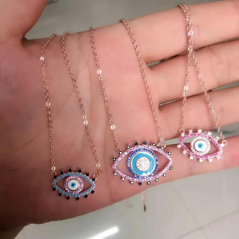 Продвижение Collares колье Макси счастливое ожерелье глаза Роза большая коса эмаль