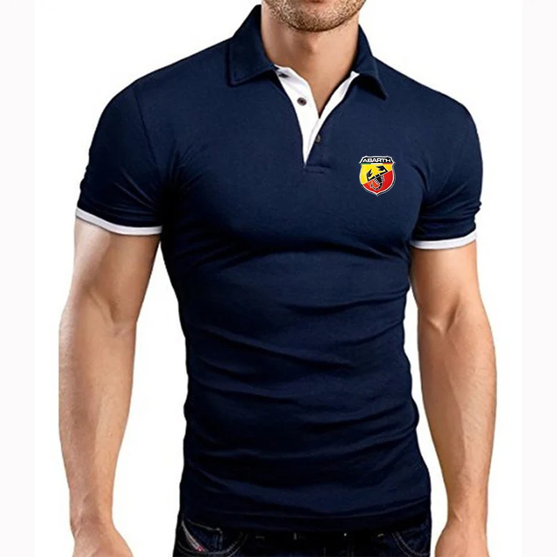 

Summer Casual Polo T-shirts Abarth printing Shirts High street Men's Summer Short Sleeves Fashion outfit ShirtsLeisure Tops