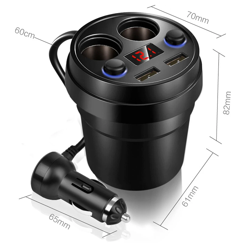 Автомобильное зарядное устройство 2 USB DC/5 V 3.1A чашка питания гнездо адаптер с напряжением светодиодный дисплей прикуриватель разветвитель зарядное устройство для мобильного телефона s