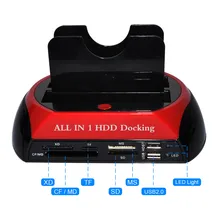 Hard Drive Docking Station USB2.0/Type C to 2.5 3.5 Inch SATA IDE Dual Slots External HDD SSD Enclosure with Card Reader