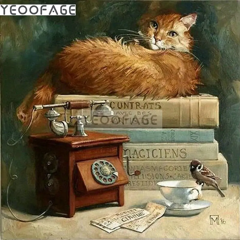 5d алмазная вышивка с изображением кота DIY Алмазная картина крестиком sparrow