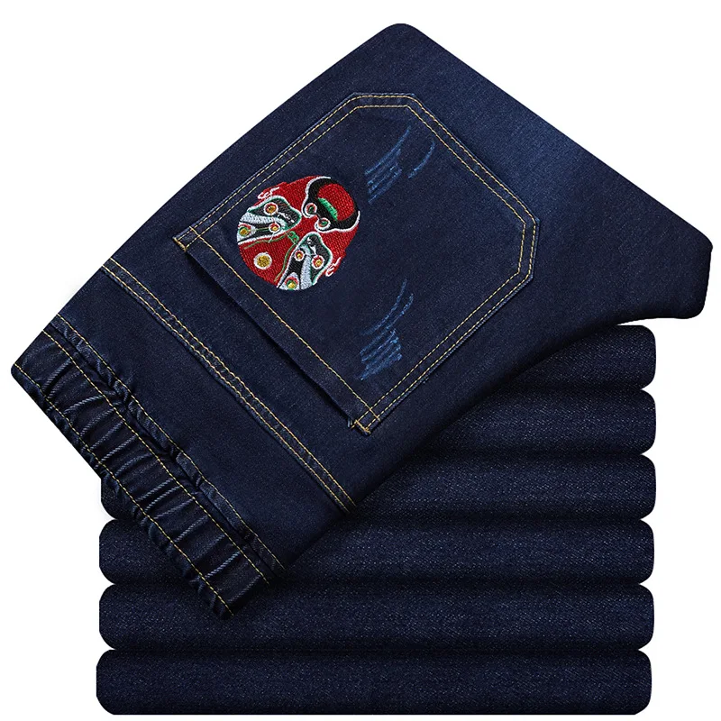 

elastic Japanese elastic waist and feet jeans with bunch of Chinese men's leisure cultivate morality feet long pants