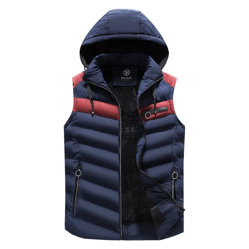 

JTFAN winter Sleeveless Jacket for Men Plus velvet thickening Fashion Hooded Male Winter Vest Mens Work Warm Waistcoat