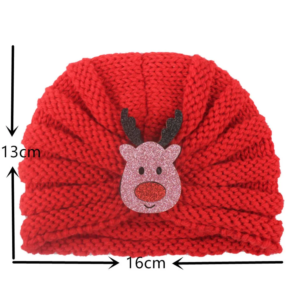 Зимние вязаные рождественские шапки красные детские теплые трикотажные с
