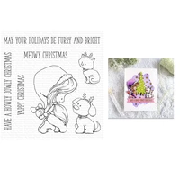 furry and bright metal cutting dies and clear stamps set for craft making paper greeting card scrapbooking 2021 christmas new